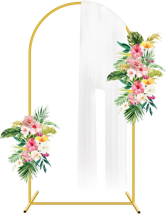 6FT Metal Arch Backdrop Stand,Gold Wedding Arched Backdrop Stand Frame for Party Decoration Wedding Birthday Graduation Ceremony Baby Shower Garden Floral Balloon