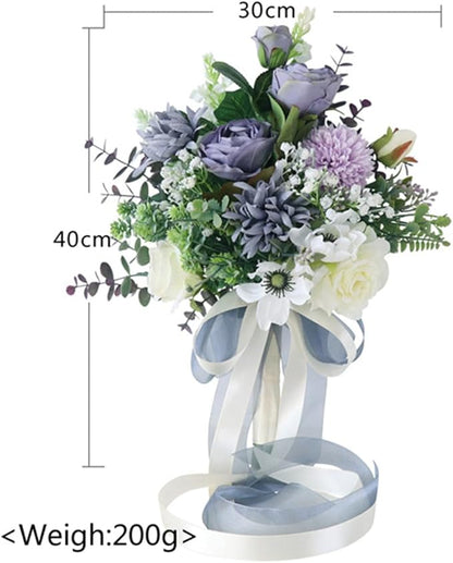 S_SSOY Wedding Bouquet Bride,Bride Bridal Bouquet Bridesmaid Artificial Flowers for Ceremony Anniversary Party Bridal Shower Decoration Wedding Bouquets (Purple)