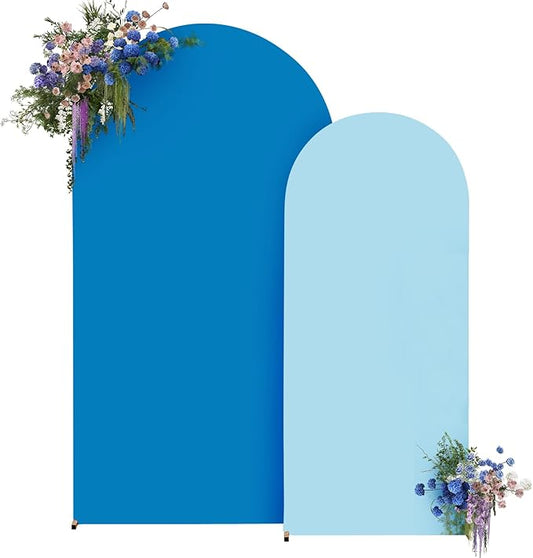 Blue Arch Backdrop Cover Set of 2 Baby Blue Arch Cover 7.2 and 6ft Wedding Arch Cover Stretchy Backdrop Bridal Baby Shower Birthday Party Arches Stand Covers Spandex