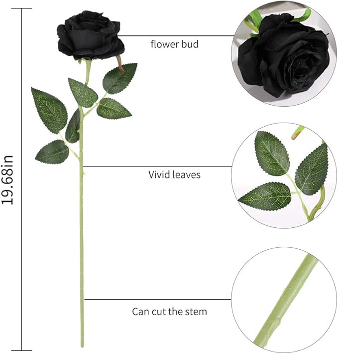 Luyue 10PCS Artificial Roses Flower with Stems Slik Fake Flowers Bouquet Realistic Long Stem Faux Rose for Valentines Day Wedding Home Decor