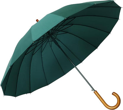 SoulRain 16 Ribs 48" Stick Umbrella Auto Open Solid Color Fashionable and Simple，Arc Classic Wood Handle，Windproof Unbreakable Stick Rain Umbrella