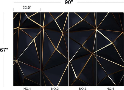 Eierme-Polygonal Pattern Luxury Dark Blue with Gold Abstract Background Peel and Stick 90" x 67"
