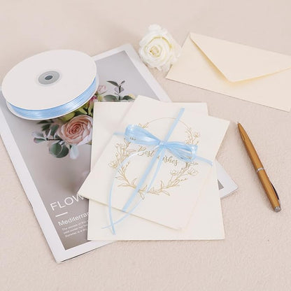 TONIFUL 1/8 Inch x 200 Yards Light Blue Thin Solid Satin Ribbon Giant Spool Double Face Ribbons for Crafts Hanging Tags Invitation Card Balloons Bouquet Hair Gift Wrapping Party Decoration