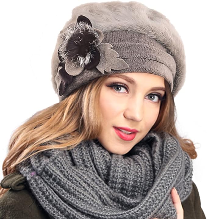 VECRY Women's 100% Wool Bucket Hat Felt Cloche Beret Dress Winter Beanie Hats