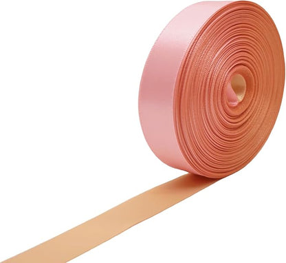 Ribbon 1 Inch, Light Pink & Champagne Two-Tone Double Faced Satin Ribbon for Gift Wrapping, Flower Bouquet, Bow, Hair, Wedding, DIY Crafts, Holiday Party Decorations, 30 Yards Total