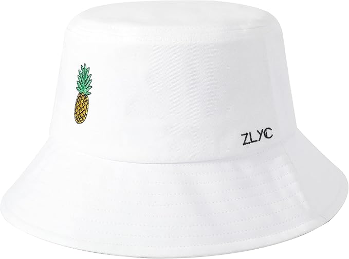 ZLYC Unisex Fashion Embroidered Bucket Hat Summer Fisherman Cap for Men Women