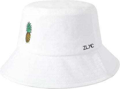 ZLYC Unisex Fashion Embroidered Bucket Hat Summer Fisherman Cap for Men Women
