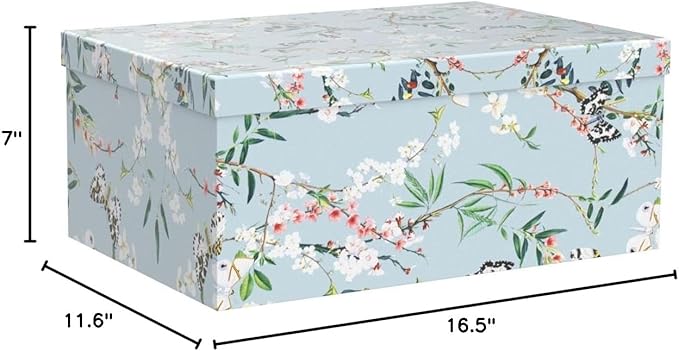Soul & Lane Butterflies in Flight Photo Storage Boxes (Set of 3): Nesting Boxes with Lids, Floral Decorative Cardboard Containers, Paperboard Picture Storage for Photos, Nature Decor Cartons