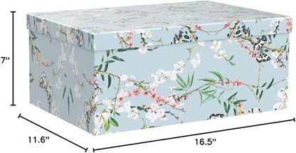 Soul & Lane Butterflies in Flight Photo Storage Boxes (Set of 3): Nesting Boxes with Lids, Floral Decorative Cardboard Containers, Paperboard Picture Storage for Photos, Nature Decor Cartons