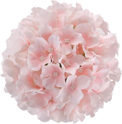 Flojery Silk Hydrangea Heads Artificial Flowers Heads with Stems for Home Wedding Decor,Pack of 10 (Baby Pink)