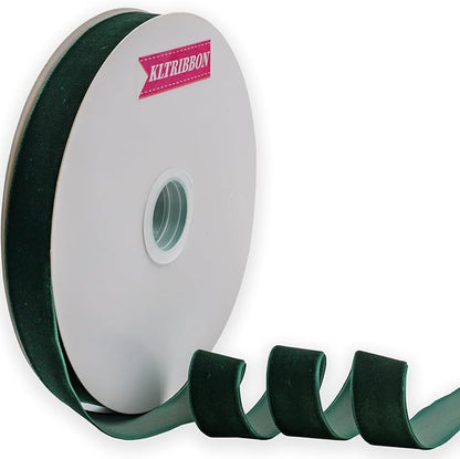 Nylon Velvet Ribbon Single Faced,1 Inch X 25Yards Spool (Dk Green)