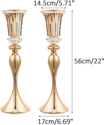 Metal Trumpet Wedding Flower Vases, 22" Tall Elegant Table Centerpiece Vases, Gold Flower Arrangement Stands for Anniversary Ceremony Birthday Party Event Wedding Home Decoration (Gold, 22"-2pcs)