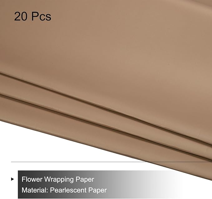 MECCANIXITY 20 Pcs Flower Wrapping Paper 22.8x22.8 Inch Waterproof Florists Wrapping Paper for Florist Bouquet Supplies, DIY Crafts, Gift/Gift Box Packaging Brown