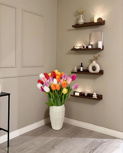 6PCS 23" Fake Tulip Flowers Artificial Orange Tulips Long Stem Faux Flower, Silk Flower Décor for Floral Arrangement Home Farmhouse Wedding Decoration