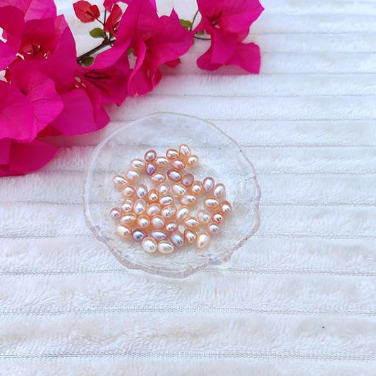 50 Pcs Freshwater Pearl for Jewelry Making AAA 6-7mm No Hole Natural Freshwater Pearls Oval Pearl Beads Loose Gemstone Bead Crafts Gift for Women,DIY Gifts.