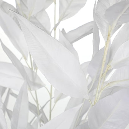 DILATATA 32 inch White Artificial Eucalyptus Spray Fall Eucalyptus Leaves Autumn Leaf Branches Faux Fall Stems for Floral Arrangement Autumn Festival Thanksgiving Decor
