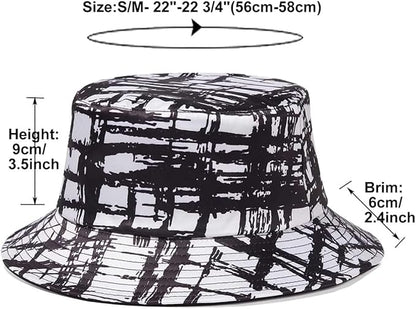 Quanhaigou Bucket Hat for Men Women,Packable Reversible Printed Sun Hats,Fisherman Outdoor Summer Travel Hiking Beach Caps