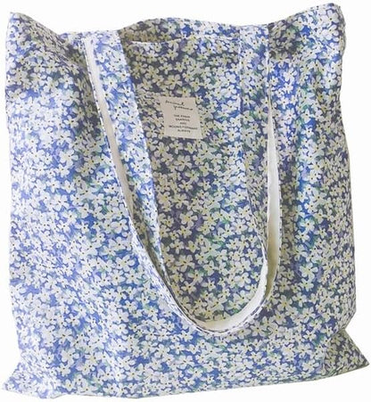 Cotton Canvas Tote Bag Reusable Soft Grocery Cloth Bag Floral Shoulder Bag for Beach Travel Shopping
