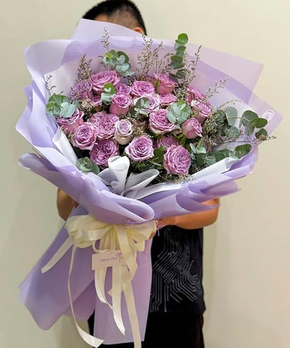 WRAPAHOLIC 20 Sheets Flower Wrapping Paper - 22.4 x 22.4 inch Pure Light Purple Water-Resistant Floral Bouquet Wrapping Paper, Florist Supplies Packaging for Wedding Birthday Gift DIY