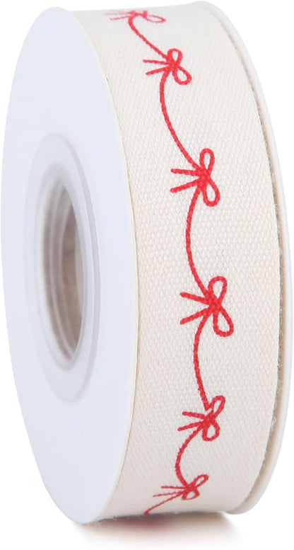 4 Rolls 20 Yards 5/8 Inch Christmas Candy Peppermint Ribbon Red and White Stripe Cotton Ribbons for Gift Wrapping, Wreath,Tree Decoration, Outdoor Deco (Red)