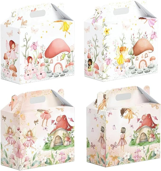 16 Pcs Fairy Party Favor Boxes - Flower Fairy Party Gift Paper Boxes, Floral Fairies Themed Decorations for Birthday Presents Decorations Supplies