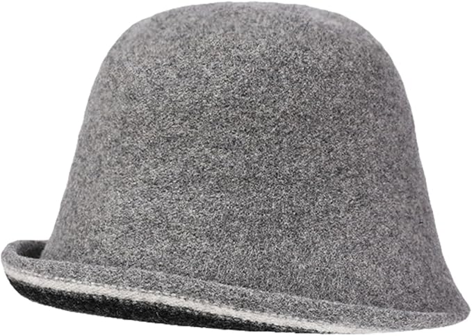 Women Warm Vintage Bucket Hats Fashion Fedora Cloche Cap Classic Felt Bowler Hat Outdoor Fall Winter