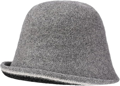 Women Warm Vintage Bucket Hats Fashion Fedora Cloche Cap Classic Felt Bowler Hat Outdoor Fall Winter