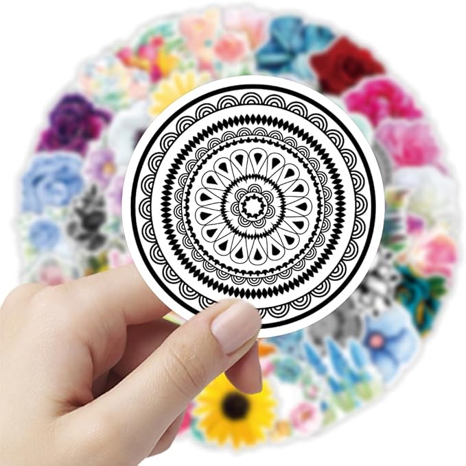 100pcs Cute Flower Stickers Waterproof Vinyl Stickers Flower Stickers for Notebooks Diaries Greeting Cards Notebooks Gift Decorations Water Bottles DIY Crafts