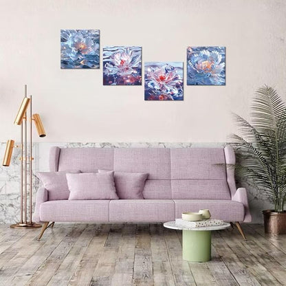 Pankila Abstract Canvas Flowers Wall Art Floral Poster White Red Flower Wall Decor Life Pictures for Living Room Bedroom Bathroom Home Decorations Framed Artwork Ready to Hang (16''W x 16''H x 4)