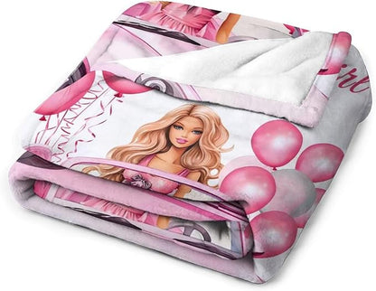 Birthday Blanket Birthday Gifts for Girls Women Pink Throw Blanket for Kids Adults Soft Warm Cozy Fleece Blanket for Couch Sofa Bed 60"x80"