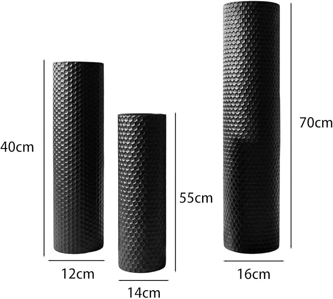 3Pcs Floor Vases Set Flower Container Creative Floral Arrangement Metal Floor Standing Decorative Cylinder Vase for Fireplace