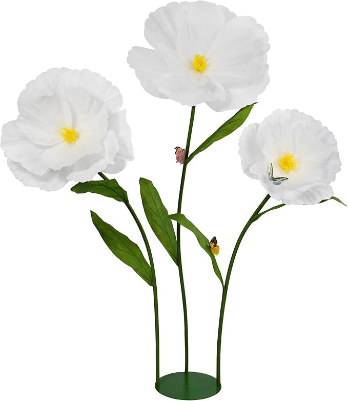 5.8 Ft Giant Artificial Flowers,Large Paper Flower,Huge Poppy Flowers Decoration for Wedding,Hotel,Office,Window Display and Home Farmhouse Decor(White)