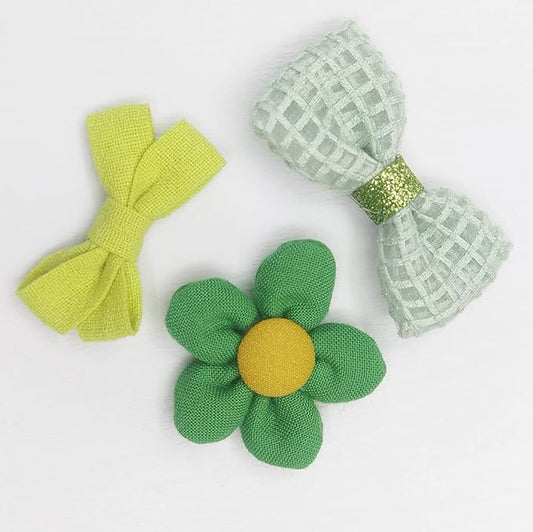 Chenkou Craft Mix Bulk Green Random 20pcs Ribbon Flowers Bows Craft Wedding Ornament Appliques (Green)