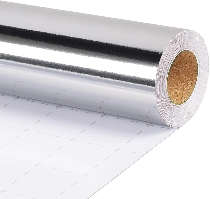 LaRibbons Silver Metallic Wrapping Paper, 17 Inch X 40 Feet (56.6 sq.ft) Solid Color Paper Roll, Gift Wrapping Paper Rolls for Wedding, Birthday, Christmas, Baby Shower
