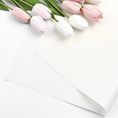 Jutieuo 20 Sheets Ivory Flower Wrapping Paper, Waterproof Floral Wrap Solid Bouquet Wrapping Paper Florist Supplies (22.8 x 22.8 inch)
