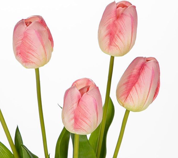 6PCS 23" Fake Tulip Flowers Artificial Pink Tulips Long Stem Faux Flower, Silk Flower Décor for Floral Arrangement Home Farmhouse Wedding Decoration