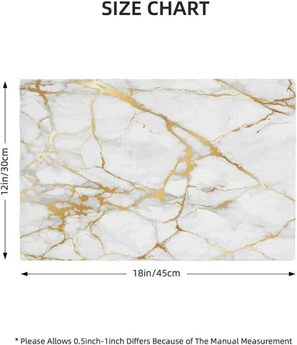 Placemats 4 pcs Marble Double-Layer Imitation Linen Place Mats Non-Slip Heat-Resistant Tablemats for Home Restaurant Hotel 18×12 Inch