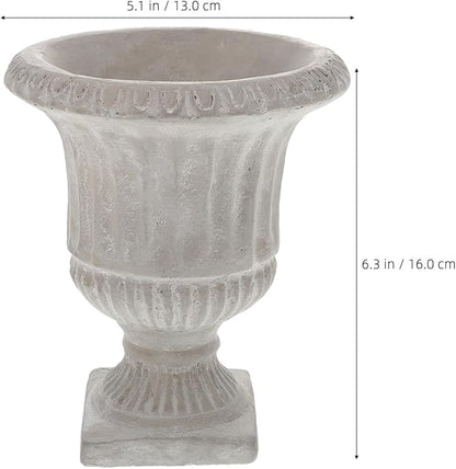 Cabilock Classic Urn Planter Cement Flower Vase, Modern Hydroponic Plant Bottle with Vertical Stripes Design for Patio Home Garden Decor (6.29X4.52X4.52inch)