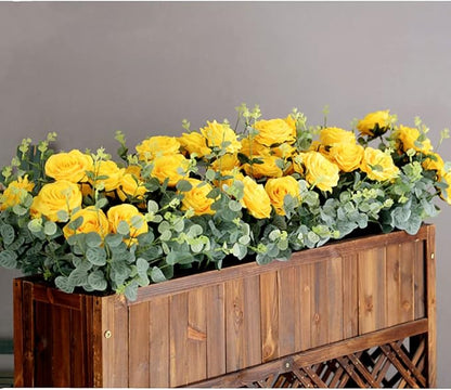 Jasion Artificial Roses Flowers 10 Heads Arrangement Silk Bouquet Glorious Meanings for Home Office Parties and Wedding Decoration (Yellow)