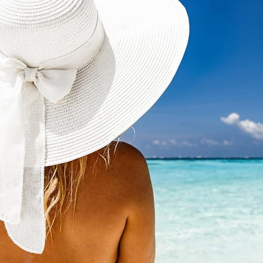 DRESHOW Beach Hats for Women Big Straw Wide Brim Summer Hat Floppy Foldable Roll up Cap Sun Hat UPF 50+