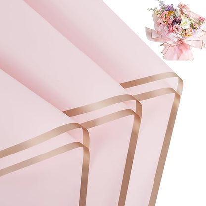 FUHITIM 20 Sheets Flower Wrapping Paper - Waterproof Floral Bouquet Packaging Paper for DIY Crafts，Florist Supplies Packaging Paper for Wedding Birthday Gift(Pink)