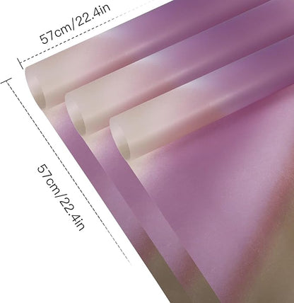 WRAPAHOLIC 20 Sheets Flower Wrapping Paper - 22.4 x 22.4 inch Purple Gradient Color Water-Resistant Floral Bouquet Wrapping Paper, Florist Supplies Packaging for Wedding Birthday Gift DIY