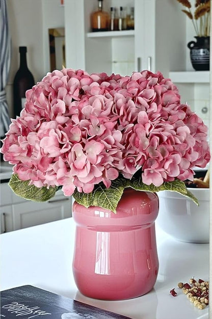 2Bouquets Artificial Fake Flowers Plants Silk Hydrangea Arrangements Wedding Bouquets Decorations Plastic Floral Home Kitchen Garden Party Festival Bar DIY(Grey Pink, 5 Flower Heads)