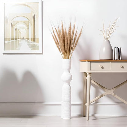 White Vases, 23.62'' Tall Floor Vase with 13.5'' Mouth & 4.3'' Base, Ideal for Dried Pampas Grass & Home Decor, Modern Floor Vase for Living Room/Entryway