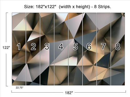 Cliouar-Metal Polygon Geometry Wall Mural Wallpaper for Bedroom Living Room 182" x 122" (Not Self Adhesive)
