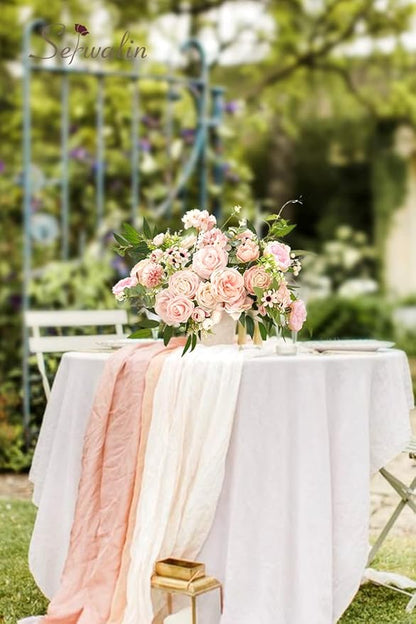 Serwalin Artificial Flowers Pink Flowers Fake Silk Flowers Wedding Cake Flowers for Wedding Bouquets Table Centerpieces Spring Decor Party Baby Shower Decoration