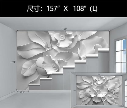 WFBHUA-Gray Peony Floral Wallpaper Peel and Stick Large Self Adhesive Wall Mural for Bedroom 157“x108
