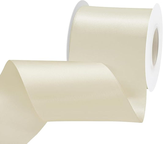Ivory Satin Ribbon 3 inch X 15 Yards Polyester Ribbon for Gift Wrapping Very Suitable for Weddings Party Hair Bow Invitation Decorations and More