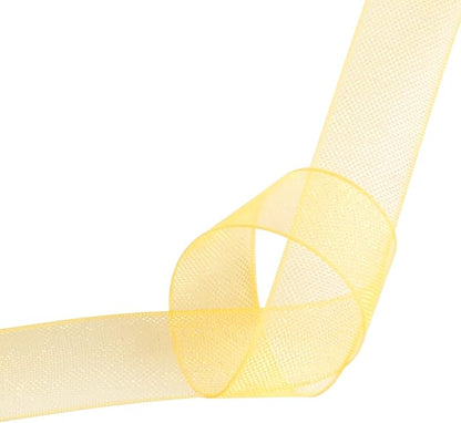 3/8 Inch Yellow Gold Shimmer Sheer Organza Ribbon Sheer Chiffon Ribbon 50 Yards-Roll Multiple Colors Available for Gift Wrapping Wedding Events Christmas Décor