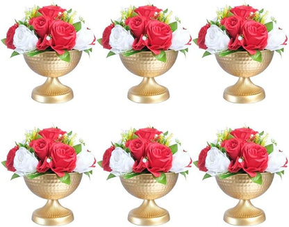 6.5 inch 6 pcs Brass Vase Bowl Gold Centerpieces for Tables Wedding Party Event Gold Accent Decorative Bowl Vintage Style